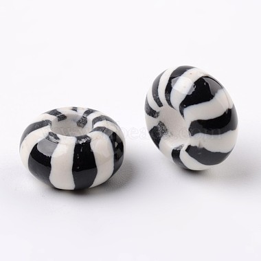 14mm Black Rondelle Polymer Clay Beads