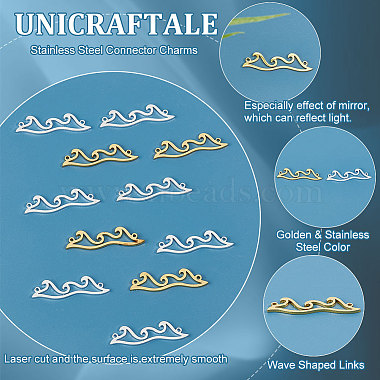 unicraftale 20個 2 カラー 304 ステンレススチールコネクタチャーム(STAS-UN0044-34)-5