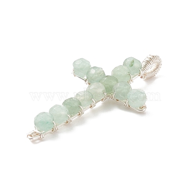 Natural Green Aventurine Faceted Round Beads Pendants(PALLOY-TA00002-01)-3