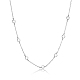 Rhodium Plated Sterling Silver with Clear Cubic Zirconia Bead Chain Necklaces for Women(QQ4546)-1