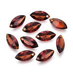 Horse Eye Cubic Zirconia Charms, Faceted, Saddle Brown, 13.5~14x7x4mm, Hole: 1mm(ZIRC-ZX004-06B-03)
