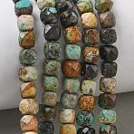 Natural African Turquoise(Jasper) Beads Strands, Cube, Faceted, 6x6x5.5~6mm, Hole: 0.9mm, about 66pcs/strand, 14.84''(37.7cm)(G-L651-D02-6x6mm)