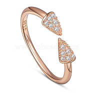 SHEGRACE 925 Sterling Silver Cuff Rings, Open Rings, with Grade AAA Cubic Zirconia, Arrow, Rose Gold, Size 6, 16.2mm(JR761A)