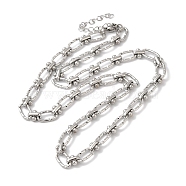 304 Stainless Steel Oval Links Necklace for Women, Stainless Steel Color, 17-7/8~18-1/8 inch(45.5~46cm)(NJEW-B107-07P-02)