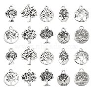 100Pcs 10 Style Tibetan Style Alloy Pendants, Cadmium Free & Nickel Free & Lead Free, Tree of Life, Antique Silver, 13.5~28x10~24x1~2.5mm, Hole: 1.2~4mm, 10Pcs/style(TIBEP-CJ0001-24)