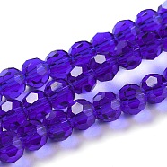 Transparent Glass Beads, Faceted(32 Facets), Round, Blue Violet, 6mm, Hole: 1mm, about 98pcs/strand, 20.47 inch(52cm)(EGLA-A035-T6mm-D06)