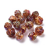 UV Plating Rainbow Iridescent Acrylic Beads, with Gold Foil, Rose, Sienna, 19x19x18mm, Hole: 2.5mm(PACR-H003-20)