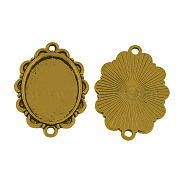 Oval Tibetan Style Cabochon Connector Settings, Cadmium Free & Nickel Free & Lead Free, Antique Golden, Tray: 25x18mm, 36x25x2mm, Hole: 2mm(TIBE-A30182-AG-NR)