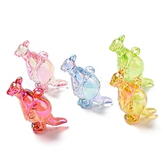 Electroplate Transparent UV Plating Acrylic Pendants, Iridescent, Dinosaur Charms, Mixed Color, 45.5x21.5x16.5mm, Hole: 3mm(OACR-I014-17)