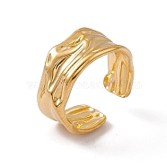 Ion Plating(IP) 304 Stainless Steel Twist Wave Open Cuff Ring for Women, Real 18K Gold Plated, US Size 7 1/4(17.5mm)(RJEW-C045-22G)