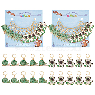 Alloy Enamel Yarn Ball & Cat Charm Locking Stitch Markers, Golden Tone 304 Stainless Steel Lobster Claw Clasp Locking Stitch Marker, Mixed Color, 3.7~4.2cm, 12pcs/set(HJEW-PH01721)