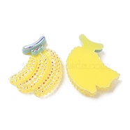 Translucent Resin Cabochons, AB Color Plated, Banana, Yellow, 30x25x5.5mm(CRES-Z001-08)