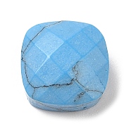 Glass Cabochons, Imitation Gemstone, Faceted Square, Light Blue, 9~9.5x9~9.5x5.5mm(GLAA-B012-24B)