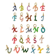 26Pcs Ion Plating(IP) 304 Stainless Steel Enamel Alphabet Charms, with Jump Ring, Letter A~Z, Real 14K Gold Plated, 9~13x6~11.5x1mm, Hole: 5mm(STAS-F308-02G)