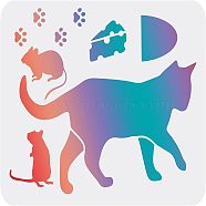 Large Plastic Reusable Drawing Painting Stencils Templates, for Painting on Scrapbook Fabric Tiles Floor Furniture Wood, Rectangle, Cat Pattern, 297x210mm(DIY-WH0202-186)