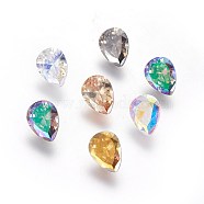 Electroplated Cubic Zirconia Pointed Back Cabochons, teardrop, Faceted, Mixed Color, 8x6x3.5mm(ZIRC-I024-6x8-04)