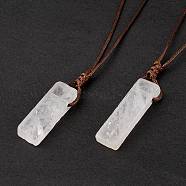 Natural Quartz Crystal Nugget Pendant Necklace with Waxed Cord for Women, 33.86~38.98 inch(86~99cm)(NJEW-F306-01H)