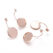 Ion Plating(IP) 304 Stainless Steel Ear Nuts, Butterfly Earring Backs for Post Earrings, Flat Round Cabochon Settings, Rose Gold, Tray: 16mm, 35x17.5x16mm, Hole: 0.8mm(STAS-K190-05D-RG)