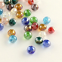 Electroplate Faceted Rondelle AB Color Plated Transparent Glass Beads, Mixed Color, 4x3mm, Hole: 1mm