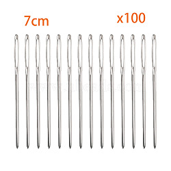 Iron Yarn Needles, Big Eye Blunt Needles, for Cross-Stitch, Knitting, Ribbon Embroidery, Platinum, 70x2mm, 100pcs/set(PW23020471592)