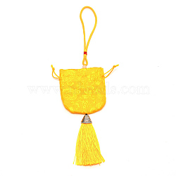 Brocade Packing Pouches, Vintage Scented Sachet Perfume Bag, with Tassel, Yellow, 330~335mm(HJEW-WH0041-01F)