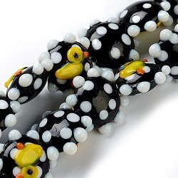 Handmade Lampwork Beads, Flower, Duck, Bumpy, Black, 21x19x10mm, Hole: 2mm, about 20pcs/strand, 12.60''(32cm)(LAMP-J092-01A)