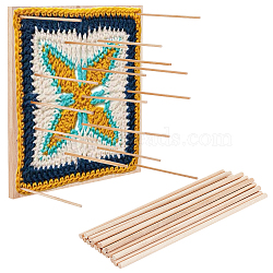 CHGCRAFT Square Wood Crochet Blocking Board, Knitting Loom, with Round Wooden Sticks for Making Cushions, Scarves, Hats, Headbands, Shawl, Sun Pattern, Board: 300x300x12mm, 1pc, Sticks: 150x4mm, 20pcs(DIY-CA0005-27B)