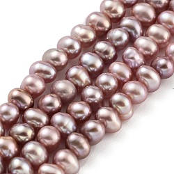 Natural Cultured Freshwater Pearl Beads Strands, Potato, Rosy Brown, 4~4.5mm, Hole: 0.5mm, about 38pcs/strand, 6.89~7.09 (17.5~18cm)(PEAR-C003-10E)