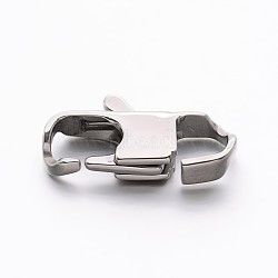 Tarnish Resistant 304 Stainless Steel Lobster Claw Clasps, Stainless Steel Color, 23x12x4.5mm, Hole: 7x6mm(STAS-E094-BS22-P)