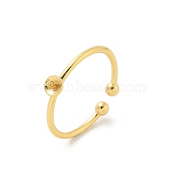 Brass Open Cuff Ring Settings, for Half-drilled Beads, Golden, 1.5~3mm, Adjustable, Pin: 1mm(KK-G518-02G-01)