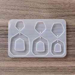 DIY Pendant Silicone Molds, Resin Casting Molds, for UV Resin, Epoxy Resin Jewelry Making, Polygon, 75x113x6mm, Hole: 1.6mm, Inner Diameter: 19~44.5x17.5~37.5mm(SIMO-F145-06)