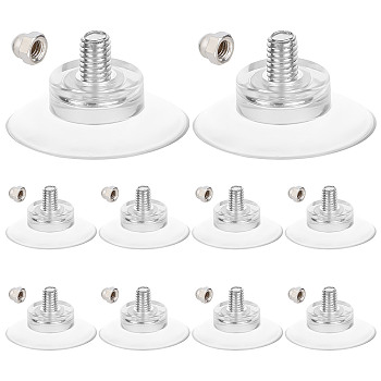 12 Sets Silicone Strong Suction Cup Holders, with Iron M6 Cap Nut, Bathroom Kitchen Shelf Accessories, Clear, 32x19mm
