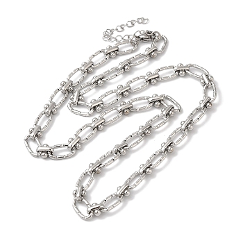 304 Stainless Steel Oval Links Necklace for Women, Stainless Steel Color, 17-7/8~18-1/8 inch(45.5~46cm)