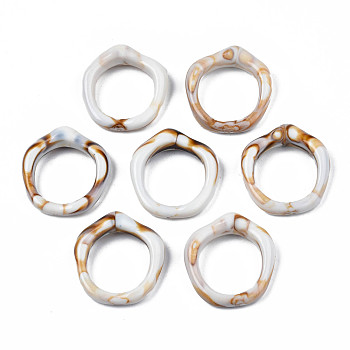 Opaque Acrylic Linking Rings,  Imitation Jade, Polygon, Floral White, 27x25x6.5mm, Inner Diameter: 17x17.5mm, about 385pcs/500g