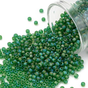 TOHO Round Seed Beads, Japanese Seed Beads, (167BF) Matte Transparent AB Peridot, 11/0, 2.2mm, Hole: 0.8mm, about 1110pcs/10g
