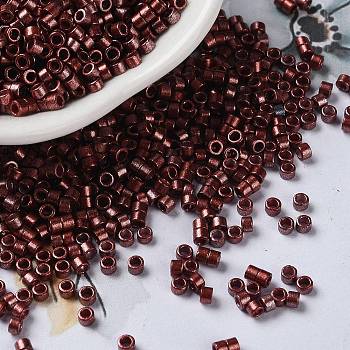 Baking Paint Glass Seed Beads, Cylinder, Coconut Brown, 2.5x2mm, Hole: 1.4mm, about 5039pcs/50g