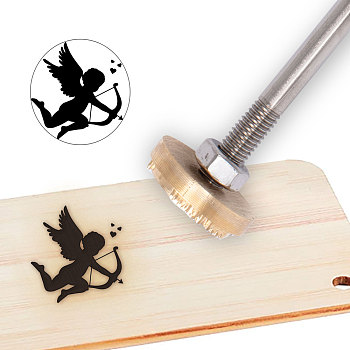Stamping Embossing Soldering Brass with Stamp, for Cake/Wood, Angel & Fairy Pattern, 30mm