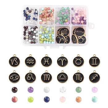 DIY Birthstone Bracelets Jewelry Making Kits, Including Gemstone & Constellation Alloy Enamel Pendants, Mixed Color, 624pcs/box