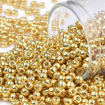 TOHO 8/0 Round Beads, Japanese Seed Beads, (557) Gold Metallic, 3mm, Hole: 1mm, about 1110pcs/50g