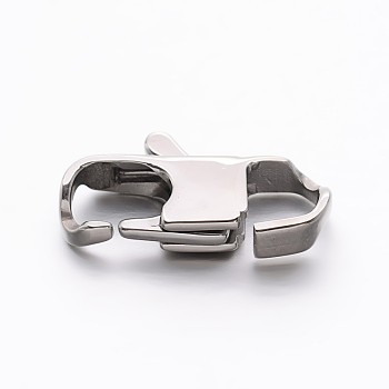 304 Stainless Steel Lobster Claw Clasps, Stainless Steel Color, 23x12x4.5mm, Hole: 7x6mm