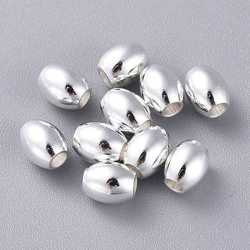 201 Stainless Steel Beads, Barrel, Silver, 6x5mm, Hole: 2mm