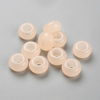 Resin European Beads, Large Hole Beads, Rondelle, Antique White, 14x7.5mm, Hole: 5.8mm