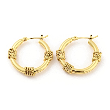 Rack Plating Brass Hoop Earrings, Long-Lasting Plated, Cadmium Free & Lead Free, Real 18K Gold Plated, 28x27x5mm
