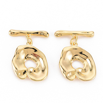 Brass Toggle Clasps, Nickel Free, Real 18K Gold Plated, Pendant: 18.5x16x3mm, Bar: 18.5x4x3mm, Hole: 1.5mm~1.8mm
