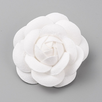 Camellia Shaped Velet Lapel Pin, Alloy Exquisite Brooch for Women, White, 63.5x62x26.5mm, Pin: 0.5mm