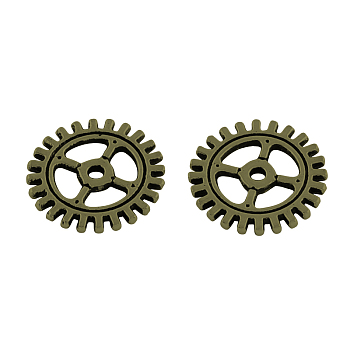 Tibetan Style Alloy Steampunk Pendants, Cadmium Free & Lead Free, Gear, Antique Bronze, 12x1mm, Hole: 1mm