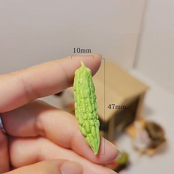 Resin Vegetable Model, Micro Landscape Garden Dollhouse Accessories, Pretending Prop Decorations, Momordica Charantia, 47x10mm