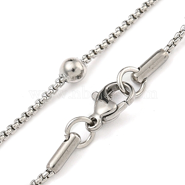 Non-Tarnish 304 Stainless Steel Box Chain Round Link Necklaces(NJEW-P315-02A-P)-2