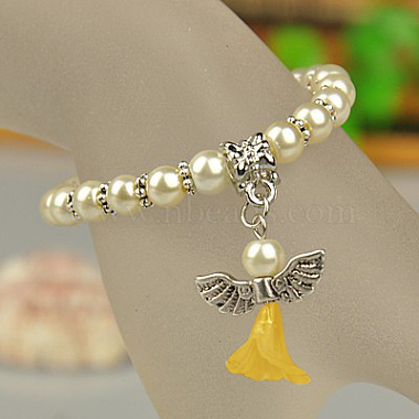 Lovely Wedding Dress Angel Bracelets for Kids(BJEW-JB00727-11)-2