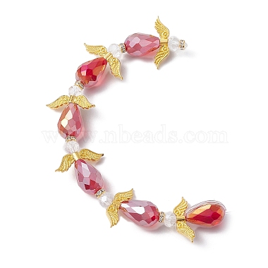 Fils de perles de verre transparentes en forme de fée d'ange rouge foncé(AJEW-JB01175)-3